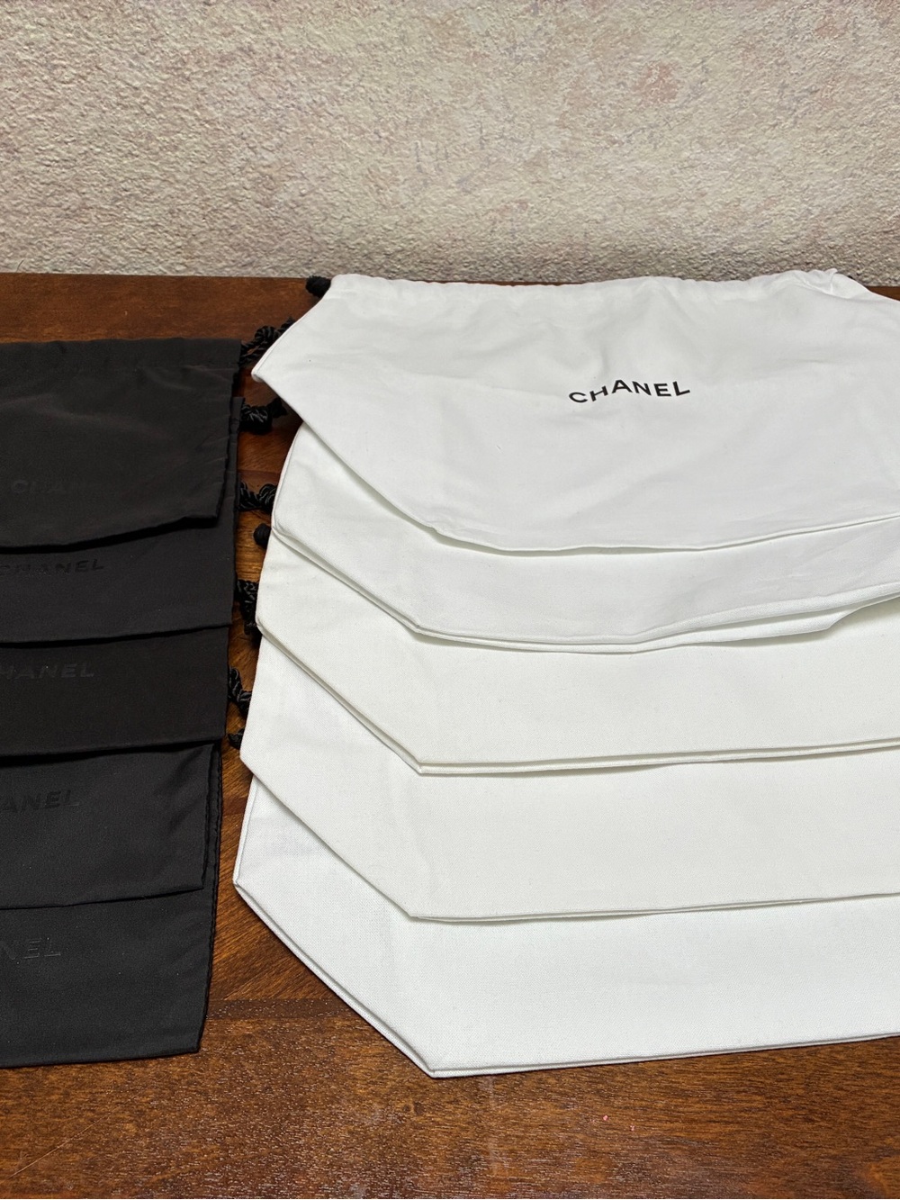 Chanel White and Black Drawstring bag 5 peace each